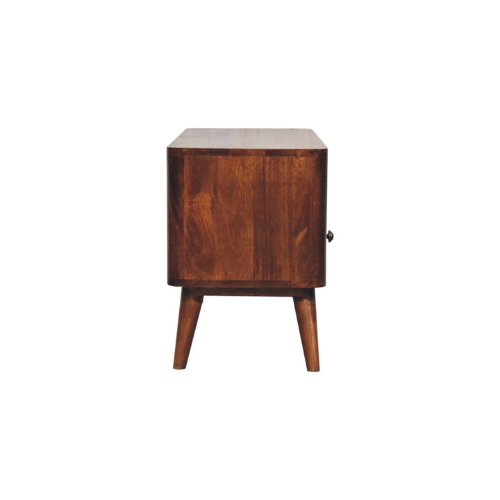 Mid-Century Modern Bera TV Stand - Solid Mango Wood Entertainment Center for Living Room - product view 9 showing...