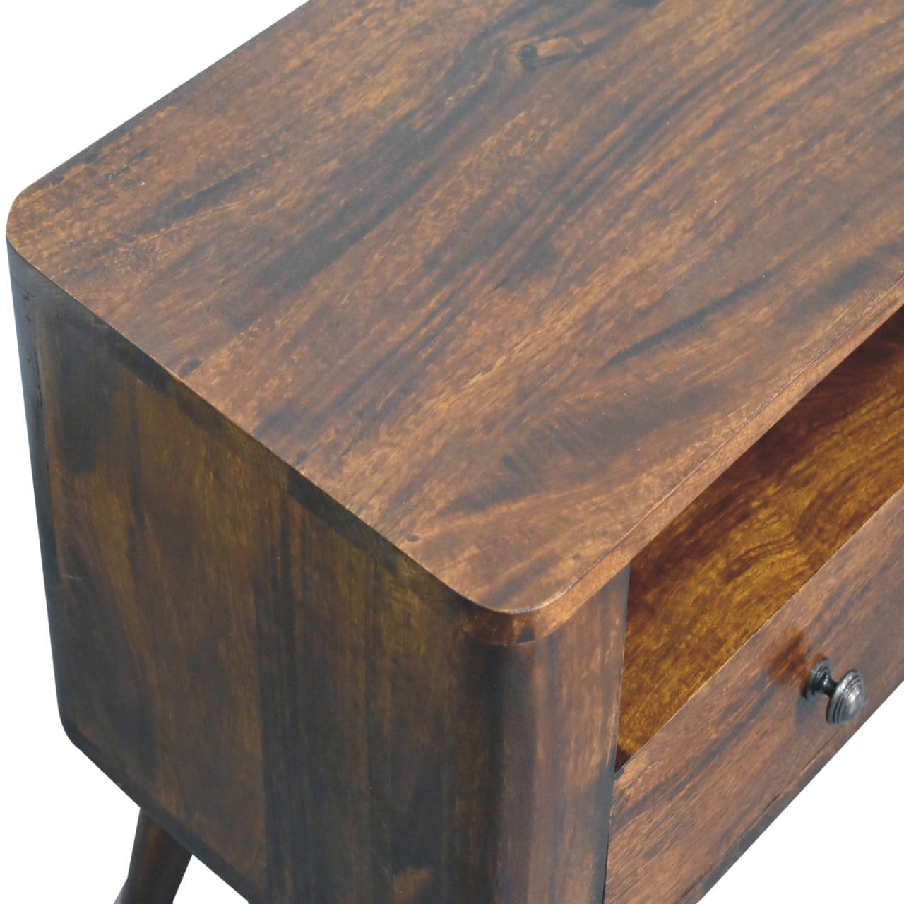 Mid-Century Modern Bera TV Stand - Solid Mango Wood Entertainment Center for Living Room - product view 6 showing...