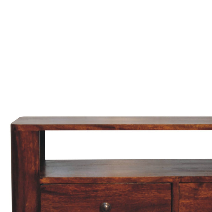 Mid-Century Modern Bera TV Stand - Solid Mango Wood Entertainment Center for Living Room - product view 5 showing...