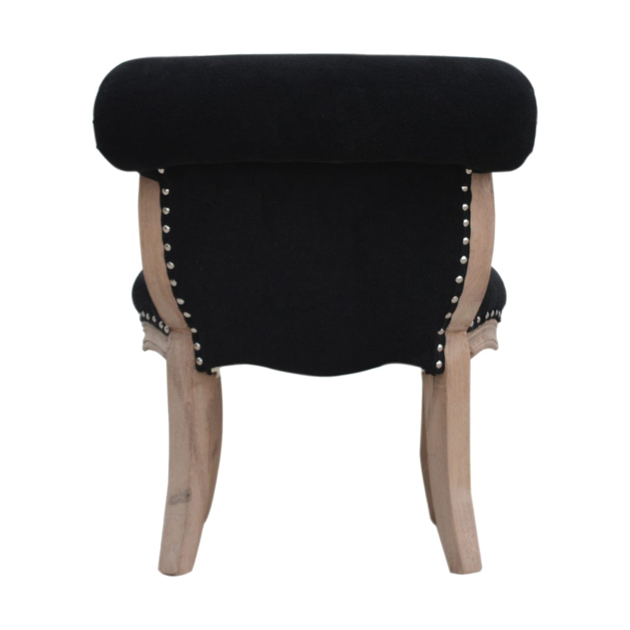 Mid-Century Modern Black Velvet Studded Chair in Solid Mango Wood - product view 8 showing handcrafted solid mango wood chair