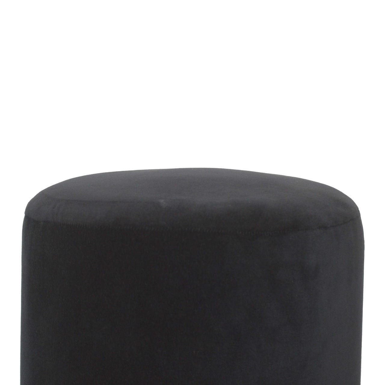 Mid-Century Modern Black Velvet Wooden Base Footstool - Solid Mango Wood Accent Stool for Living Room - product view 4...