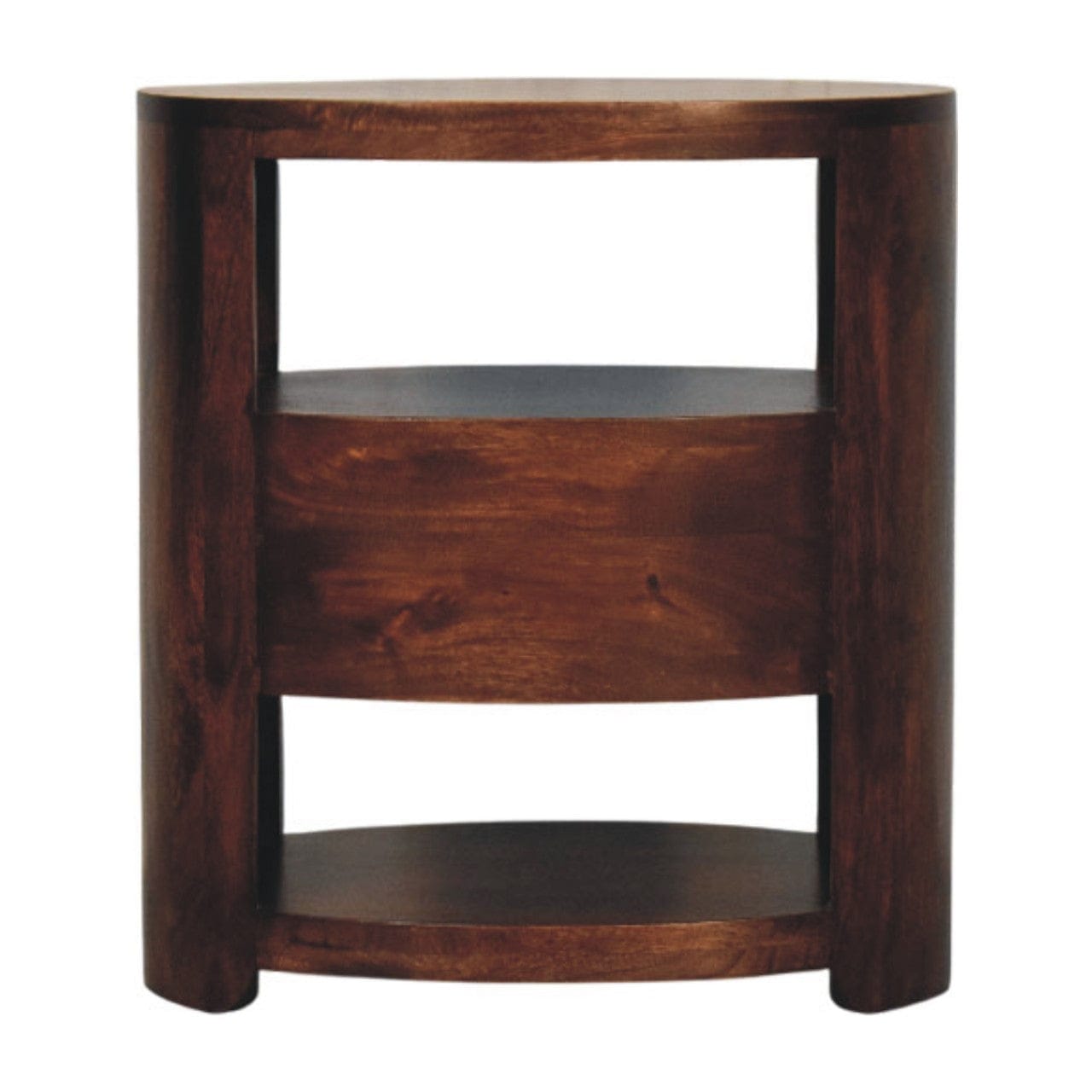 Bordeaux Winewood Oak Nightstand - Solid Mango Wood Bedside Table - product view 9 showing handcrafted solid mango wood...