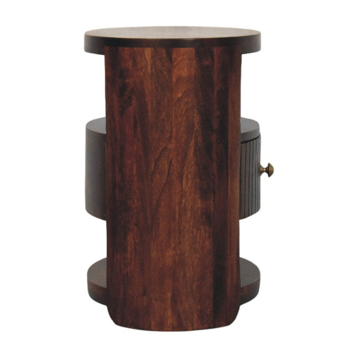 Bordeaux Winewood Oak Nightstand - Solid Mango Wood Bedside Table - product view 8 showing handcrafted solid mango wood...