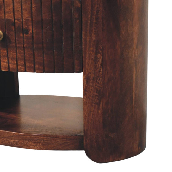 Bordeaux Winewood Oak Nightstand - Solid Mango Wood Bedside Table - product view 7 showing handcrafted solid mango wood...