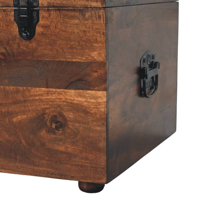 Mid-Century Modern Brown Buffalo hide leather Storage Trunk - Solid Mango Wood Blanket Chest for Bedroom - product view 7...