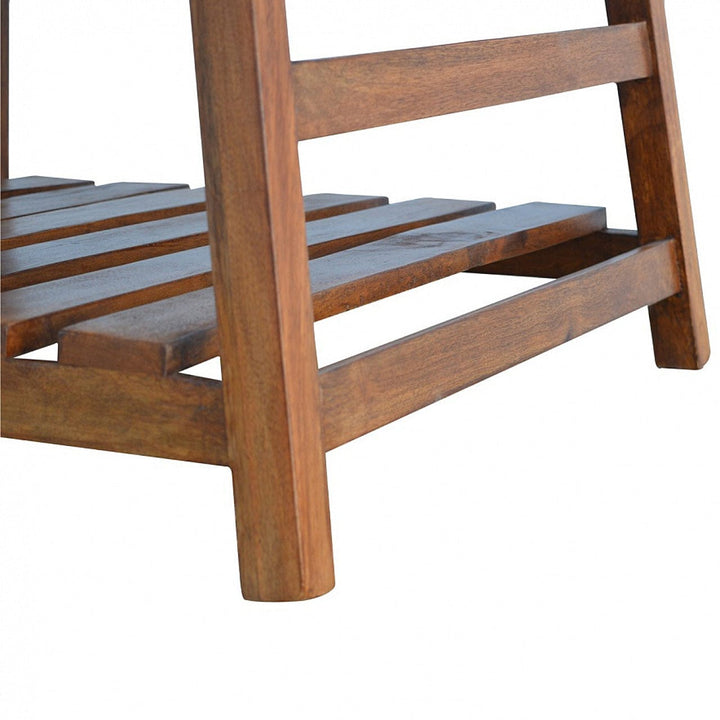 Mid-Century Modern Buffalo Hide Square Foot Stool - Solid Mango Wood Accent Seating - product view 5 showing handcrafted...