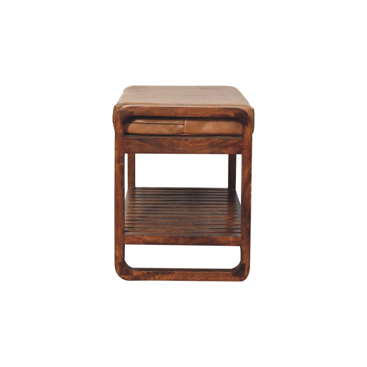 Rustic Buffalo Slatted Hallway Bench - Solid Mango Wood Seating Furniture for Entryway - product view 9 showing...