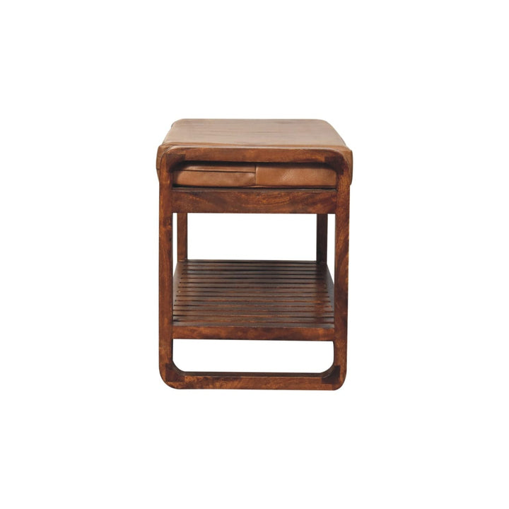 Rustic Buffalo Slatted Hallway Bench - Solid Mango Wood Seating Furniture for Entryway - product view 9 showing...