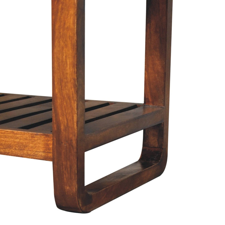 Rustic Buffalo Slatted Hallway Bench - Solid Mango Wood Seating Furniture for Entryway - product view 8 showing...