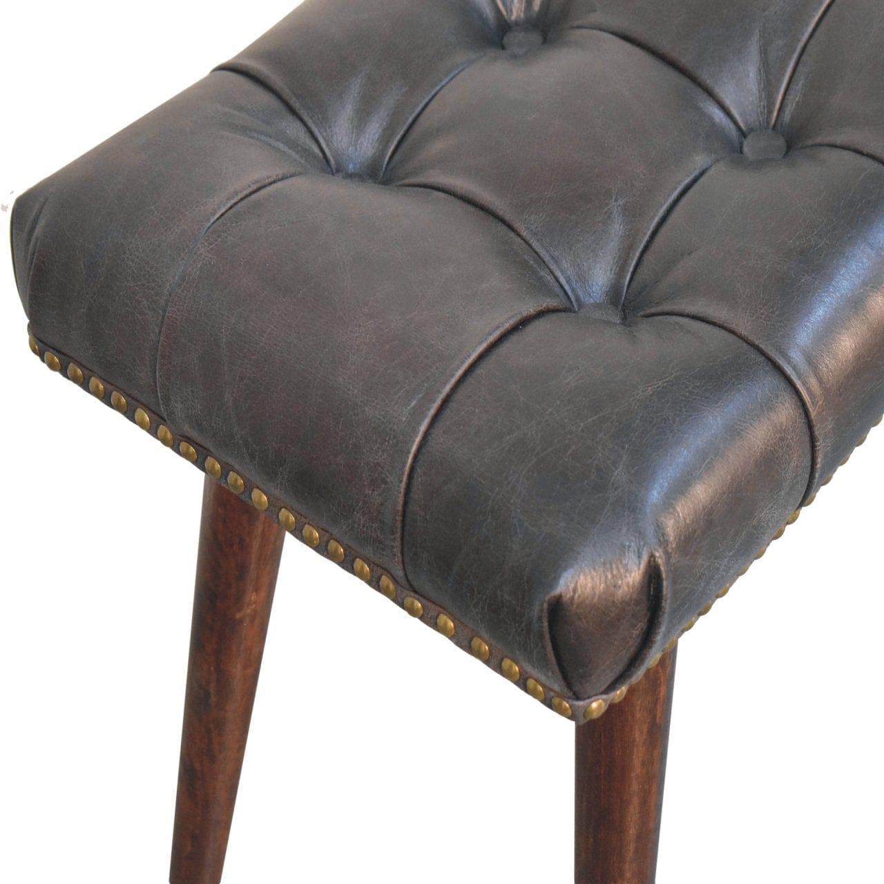 California Walnut Bench - Solid Mango Wood Seating Furniture for Entryway - product view 6 showing handcrafted solid...