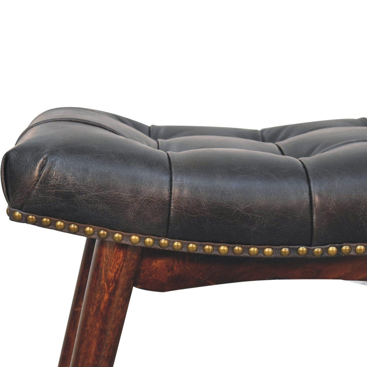 California Walnut Bench - Solid Mango Wood Seating Furniture for Entryway - product view 5 showing handcrafted solid...