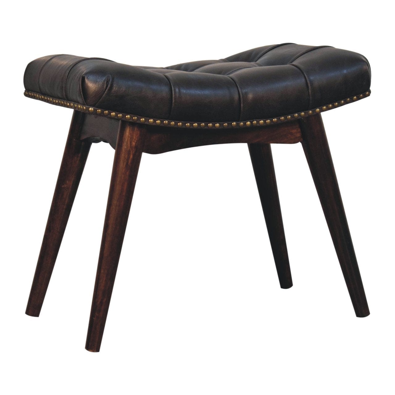California Walnut Bench - Solid Mango Wood Seating Furniture for Entryway - product view 3 showing handcrafted solid...