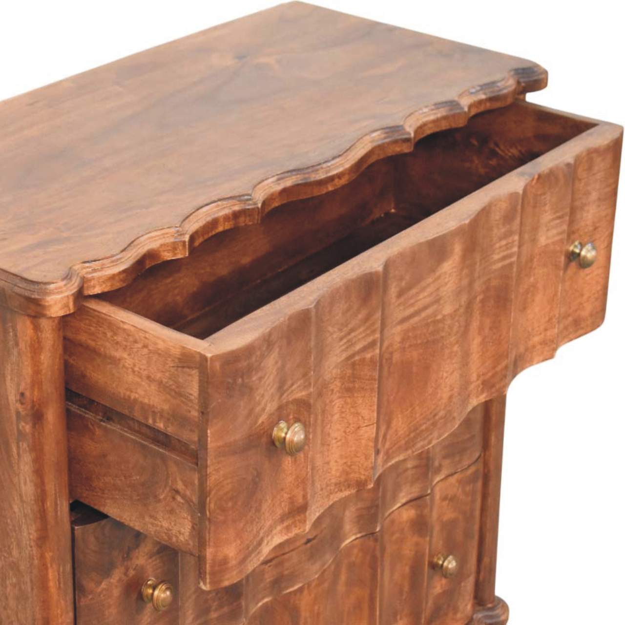 Rustic Camille Dresser - Solid Mango Wood Storage Chest for Bedroom - product view 6 showing handcrafted solid mango wood...