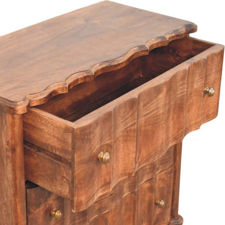 Rustic Camille Dresser - Solid Mango Wood Storage Chest for Bedroom - product view 6 showing handcrafted solid mango wood...