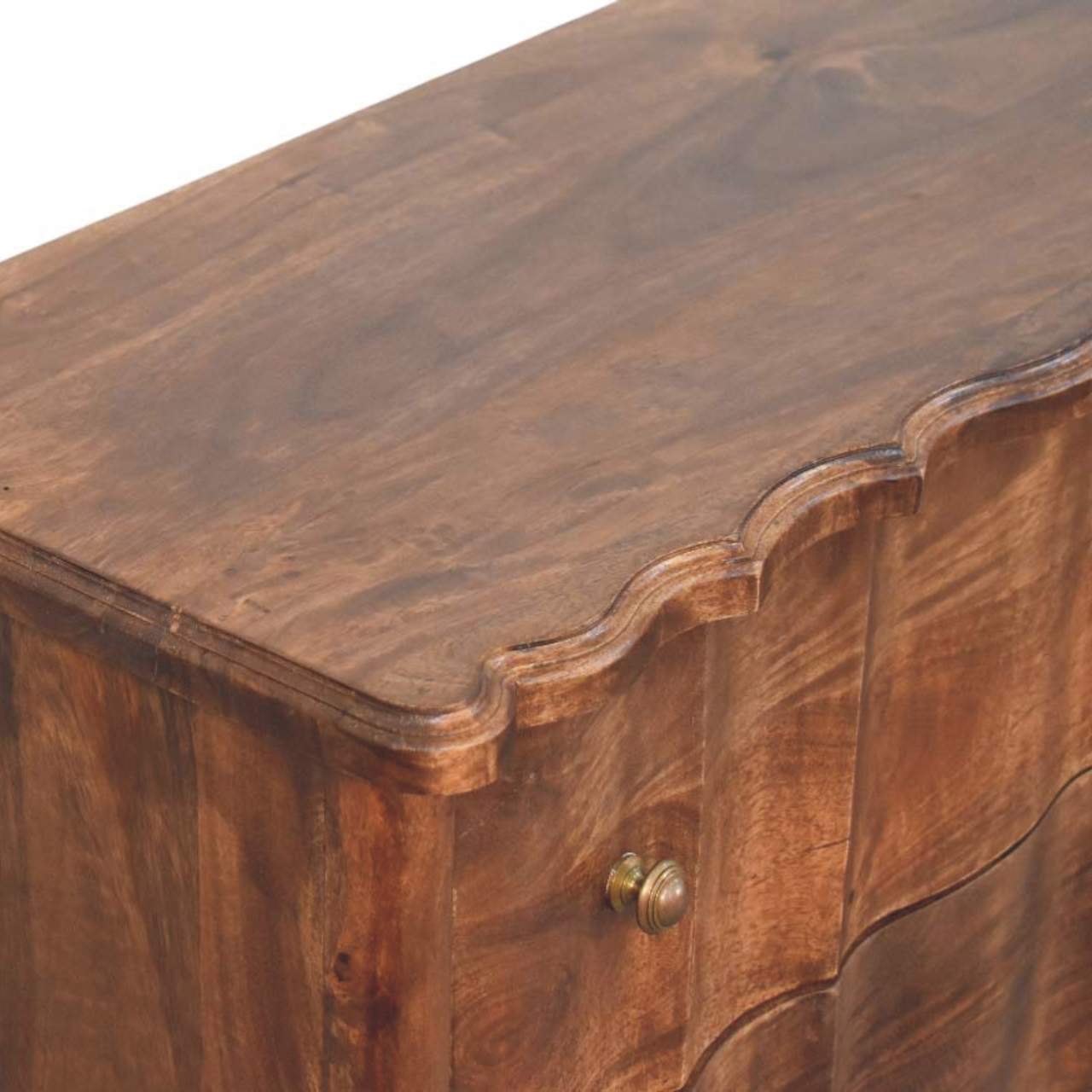 Rustic Camille Dresser - Solid Mango Wood Storage Chest for Bedroom - product view 5 showing handcrafted solid mango wood...