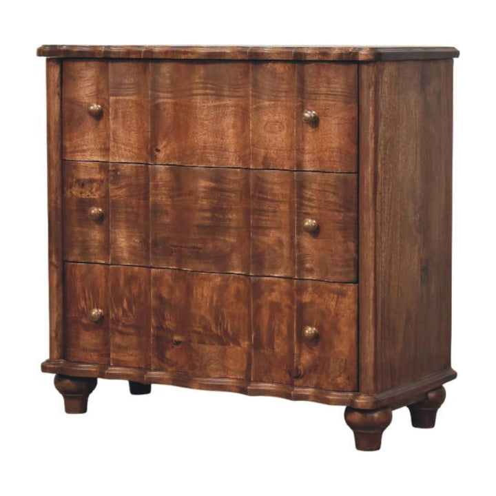 Rustic Camille Dresser - Solid Mango Wood Storage Chest for Bedroom - product view 3 showing handcrafted solid mango wood...