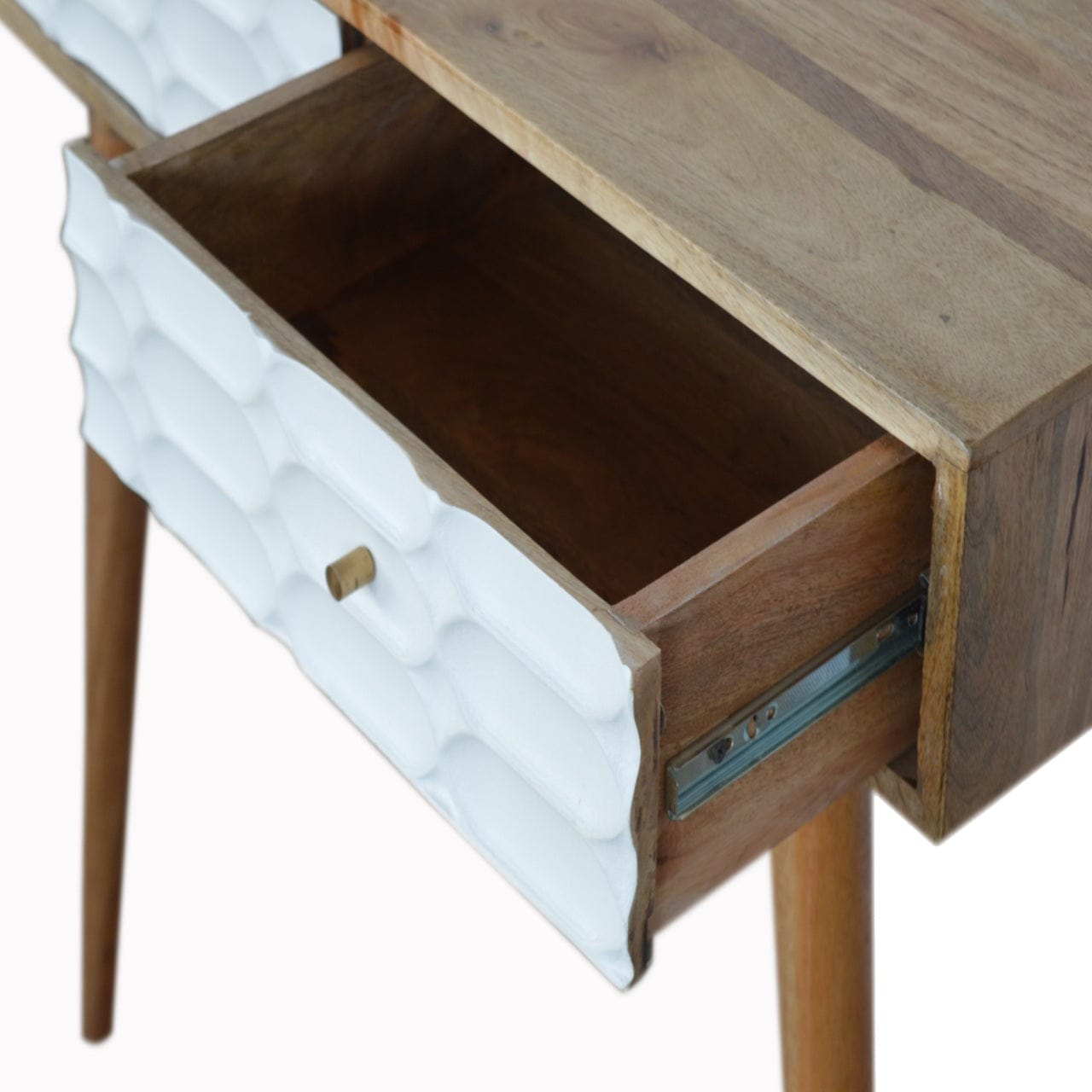Mid-Century Modern Capsule Console Table - Solid Mango Wood Hallway Console for Entryway - product view 5 showing...