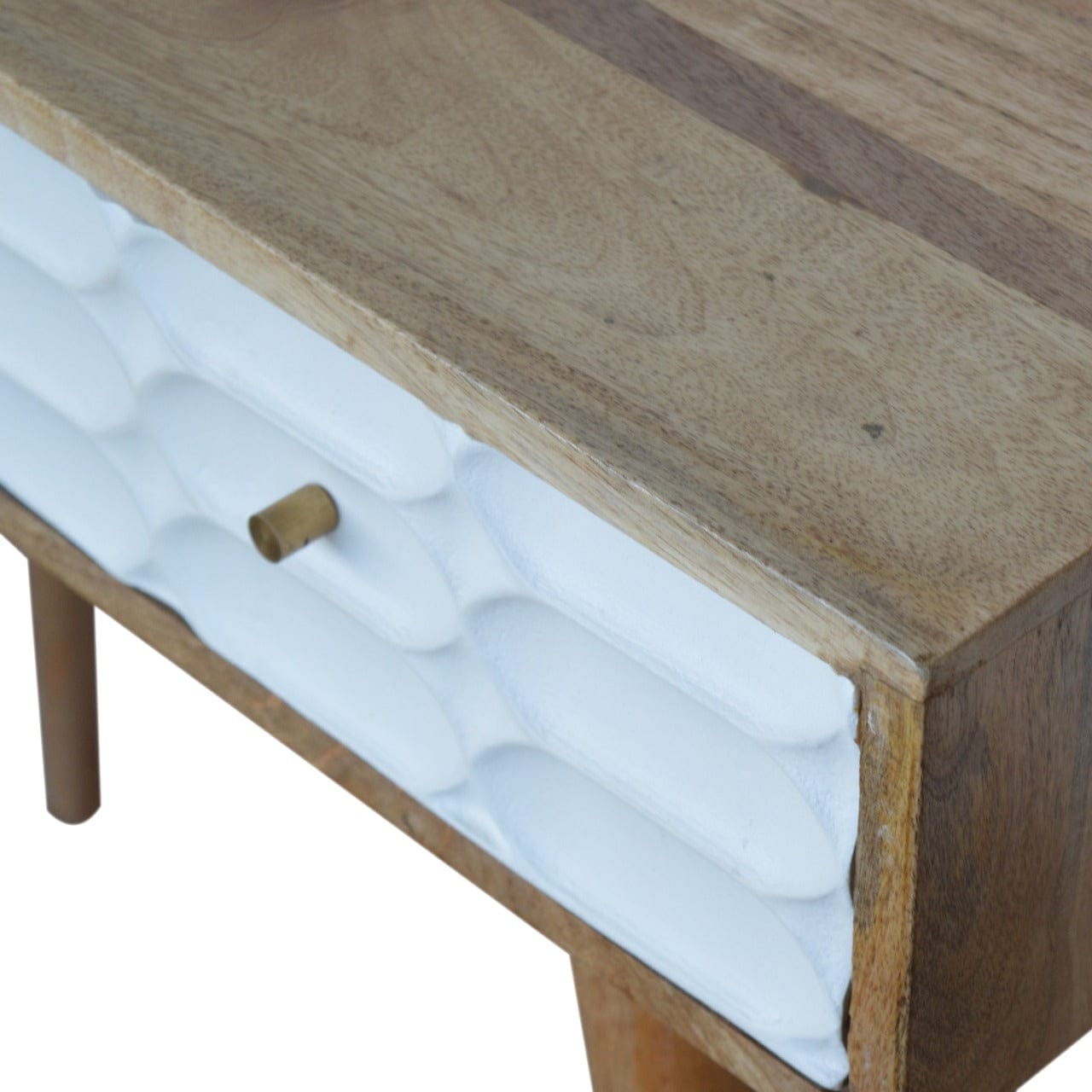 Mid-Century Modern Capsule Console Table - Solid Mango Wood Hallway Console for Entryway - product view 4 showing...