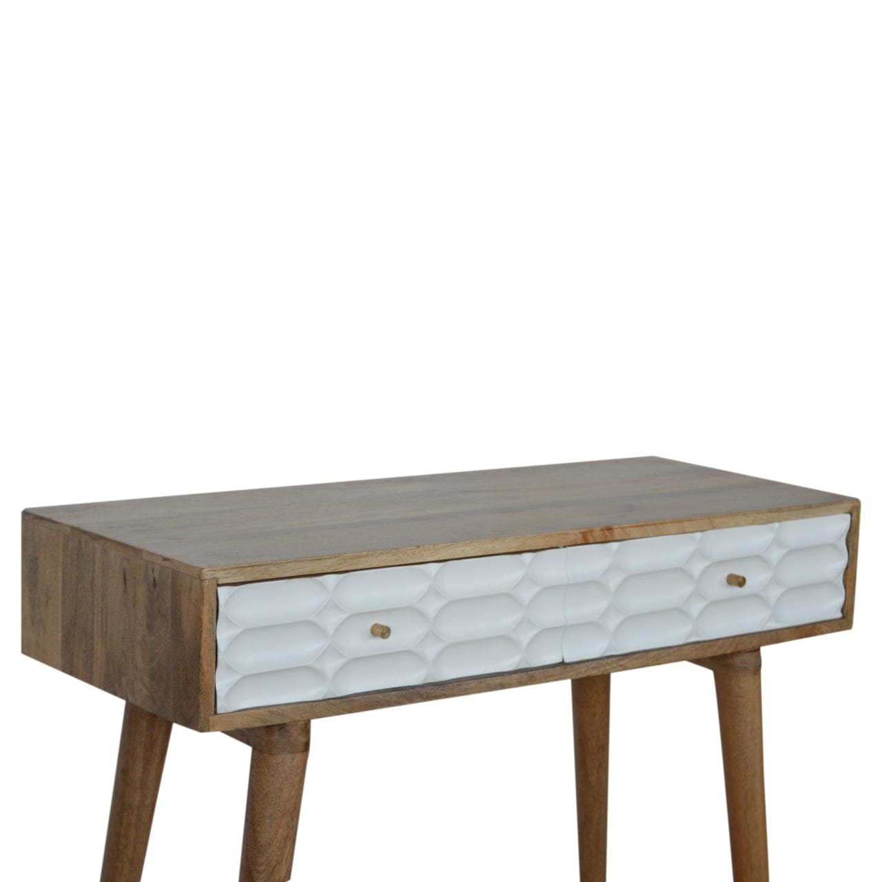 Mid-Century Modern Capsule Console Table - Solid Mango Wood Hallway Console for Entryway - product view 3 showing...