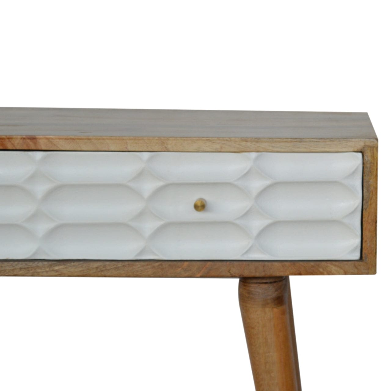 Mid-Century Modern Capsule Console Table - Solid Mango Wood Hallway Console for Entryway - product view 2 showing...
