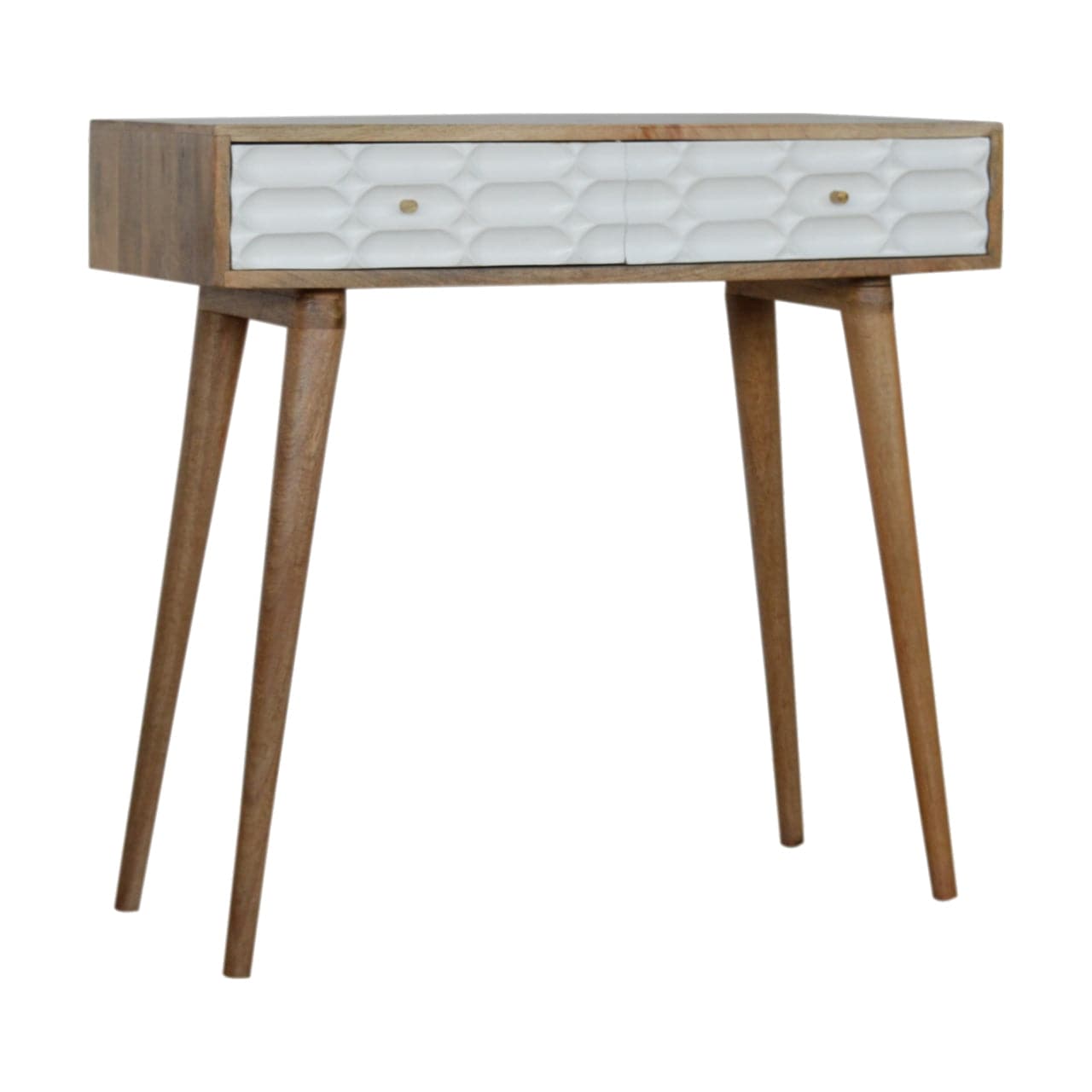 Mid-Century Modern Capsule Console Table - Solid Mango Wood Hallway Console for Entryway - main view showing handcrafted...
