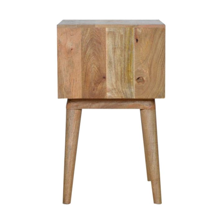 Mid-Century Modern Capsule Nightstand - Solid Mango Wood Bedside Table for Bedroom - product view 7 showing handcrafted...