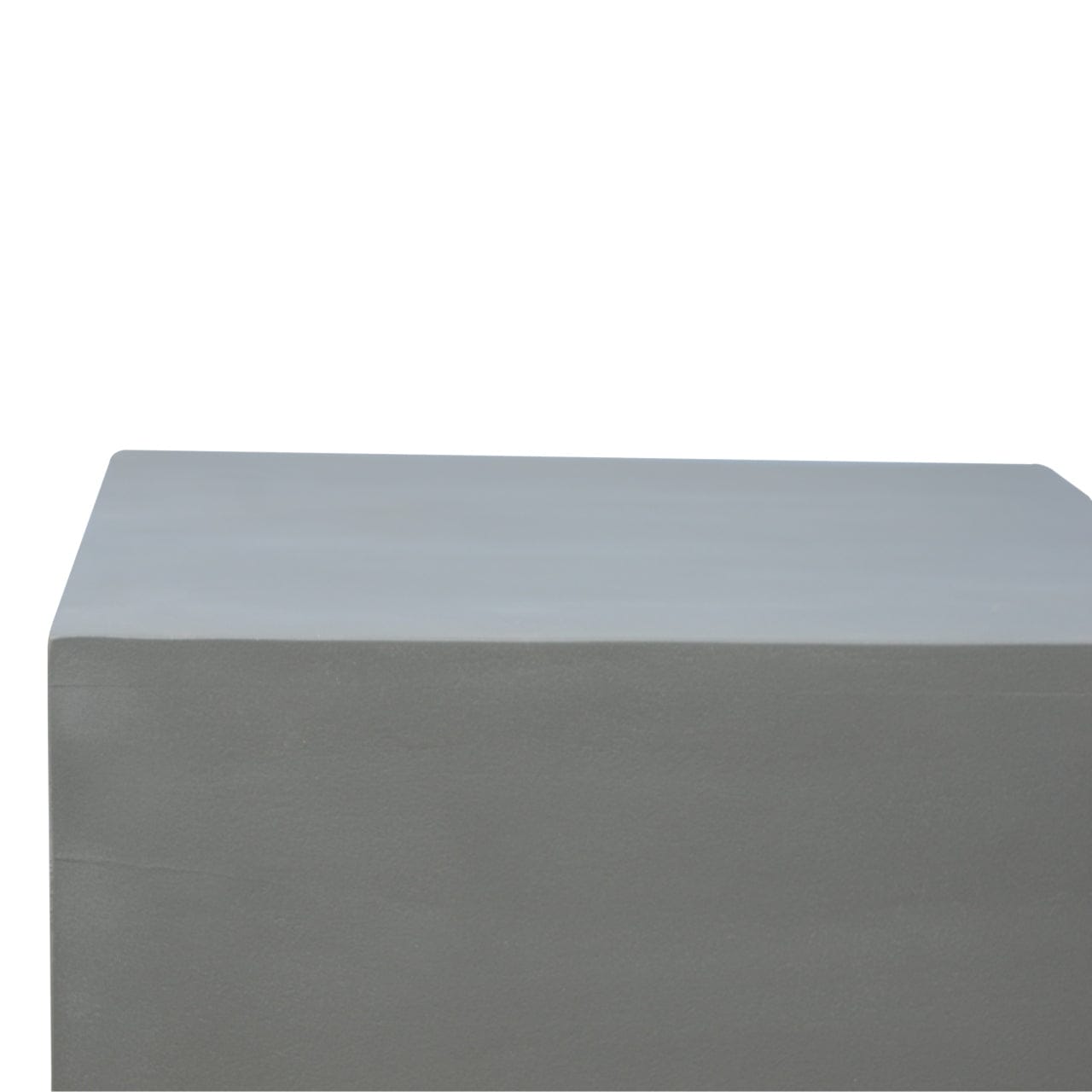 Mid-Century Modern Cement Footstool - Solid Mango Wood Accent Stool for Living Room - product view 5 showing handcrafted...