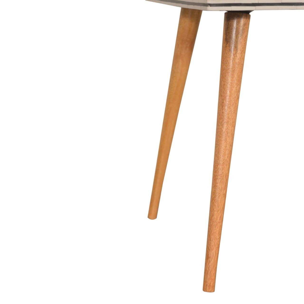 Mid-Century Modern Checkered End Table - Solid Mango Wood Side Table for Living Room - product view 7 showing handcrafted...
