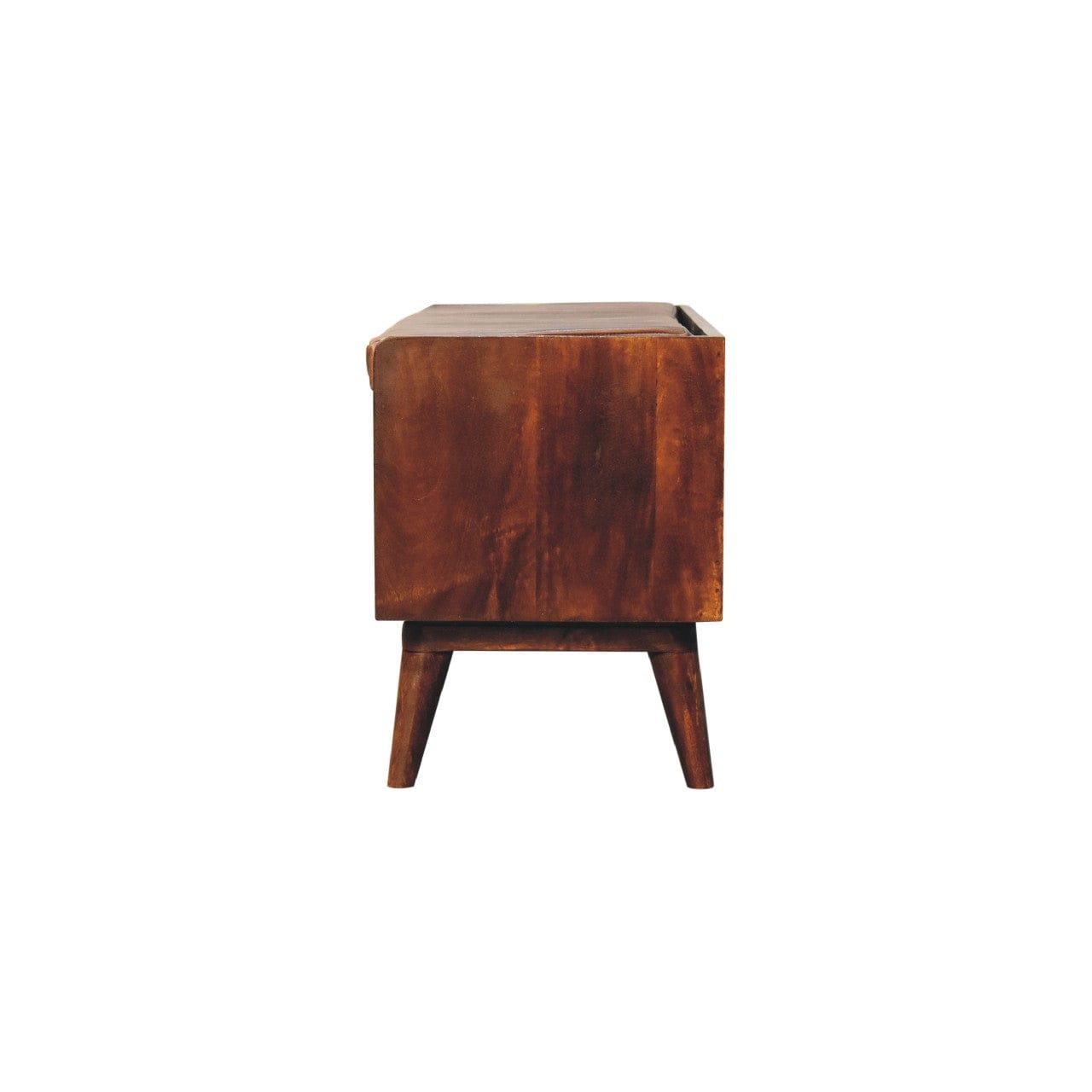 Mid-Century Modern Chestnut Bench - Solid Mango Wood Seating Furniture for Entryway - product view 8 showing handcrafted...