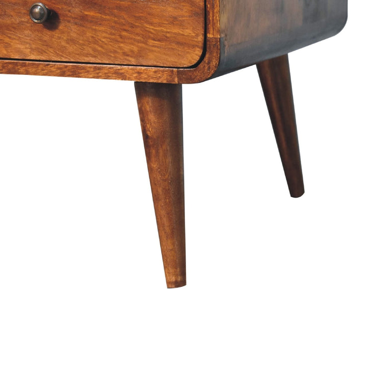 Mid-Century Modern Chestnut Coffee Table - Solid Mango Wood Center Table for Living Room - product view 7 showing...