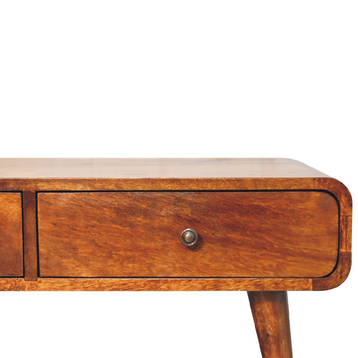 Mid-Century Modern Chestnut Coffee Table - Solid Mango Wood Center Table for Living Room - product view 4 showing...
