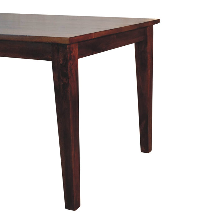 Mid-Century Modern Chestnut Dining Table - Solid Mango Wood Kitchen Table - product view 5 showing handcrafted solid...
