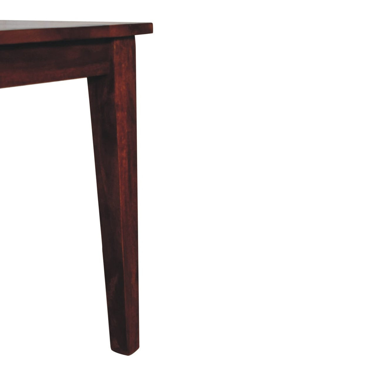Mid-Century Modern Chestnut Dining Table - Solid Mango Wood Kitchen Table - product view 4 showing handcrafted solid...