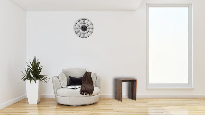 Mid-Century Modern Chestnut End Table - Solid Mango Wood Side Table for Living Room - product view 7 showing handcrafted...