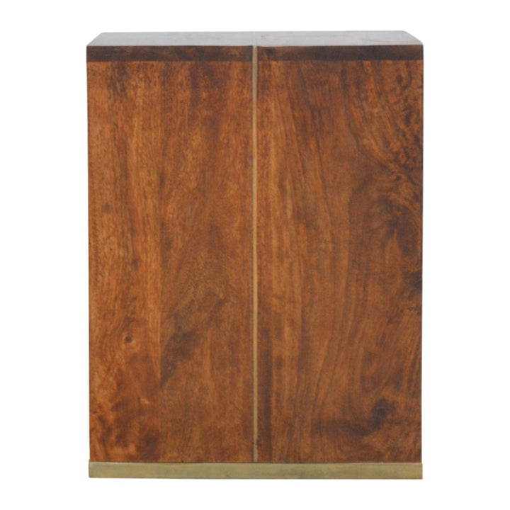 Mid-Century Modern Chestnut End Table - Solid Mango Wood Side Table for Living Room - product view 4 showing handcrafted...