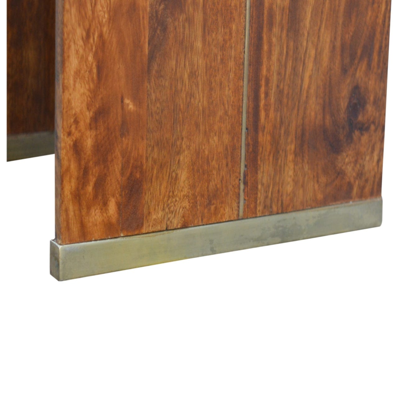 Mid-Century Modern Chestnut End Table - Solid Mango Wood Side Table for Living Room - product view 3 showing handcrafted...