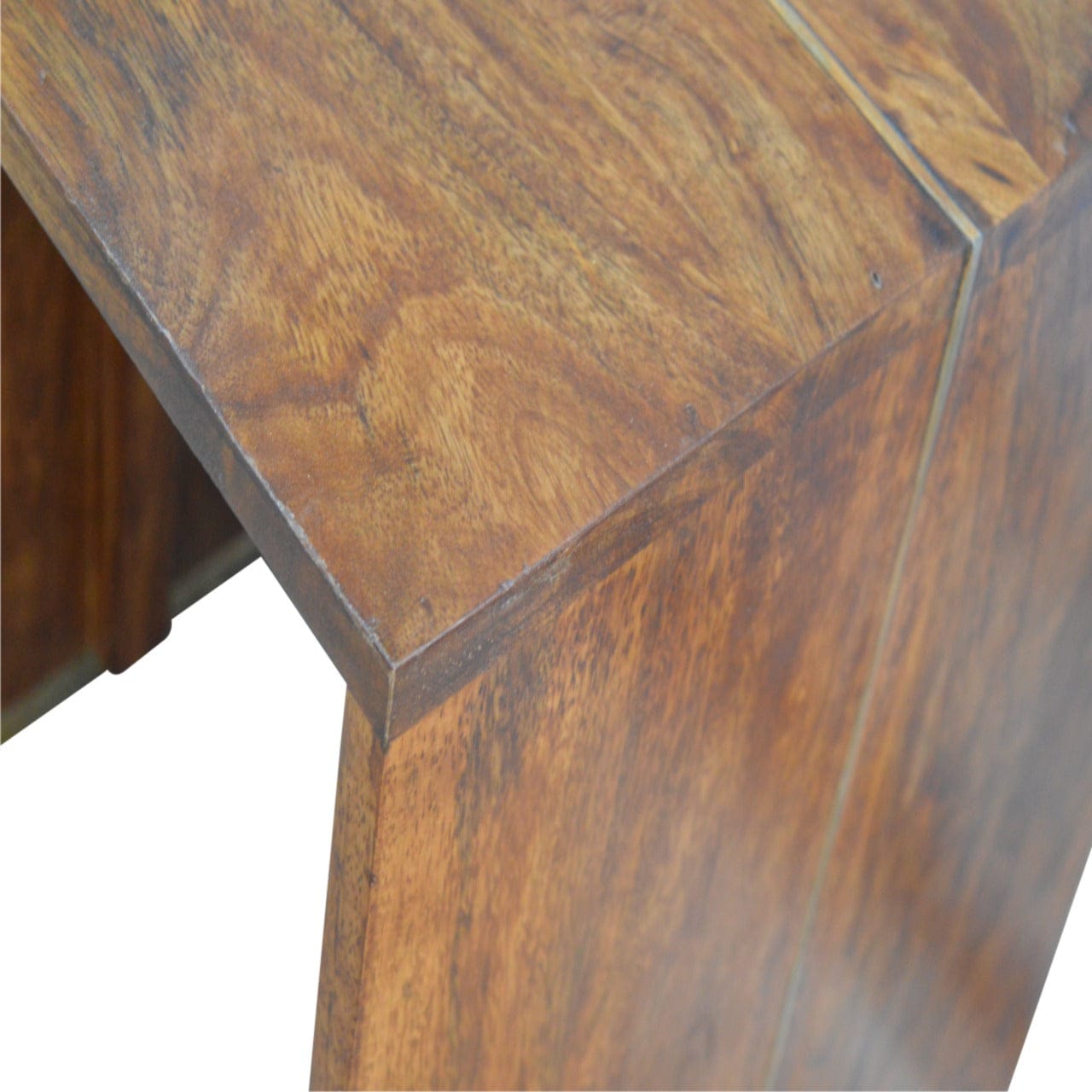 Mid-Century Modern Chestnut End Table - Solid Mango Wood Side Table for Living Room - product view 2 showing handcrafted...