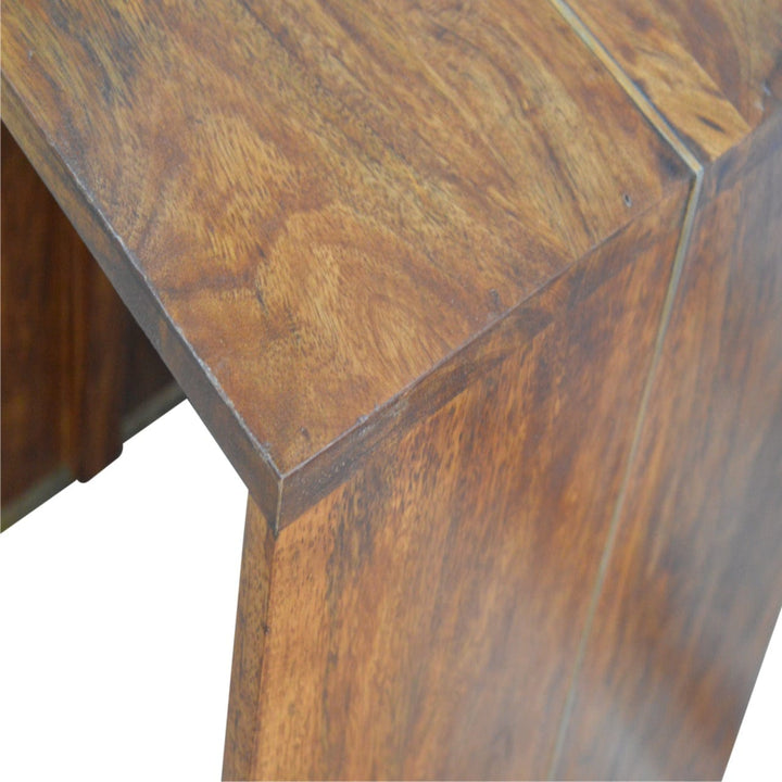 Mid-Century Modern Chestnut End Table - Solid Mango Wood Side Table for Living Room - product view 2 showing handcrafted...