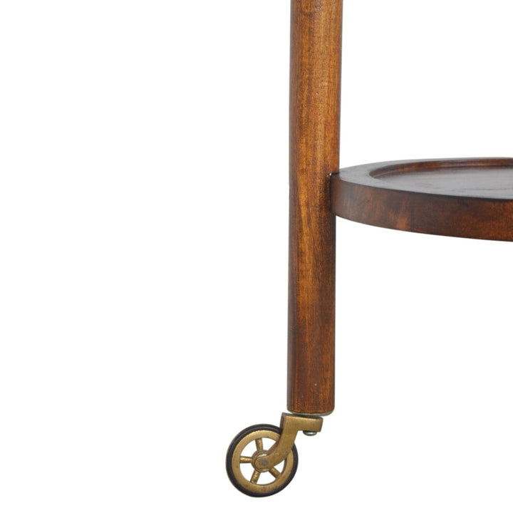 Mid-Century Modern Chestnut Tray Table - Solid Mango Wood Butler Tray for Living Room - product view 7 showing...