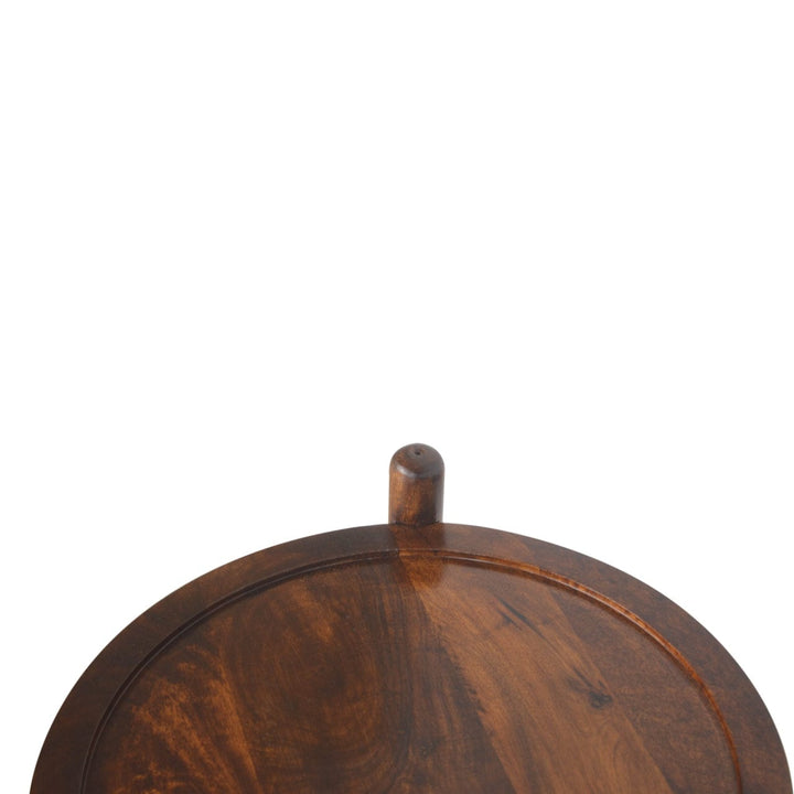 Mid-Century Modern Chestnut Tray Table - Solid Mango Wood Butler Tray for Living Room - product view 6 showing...