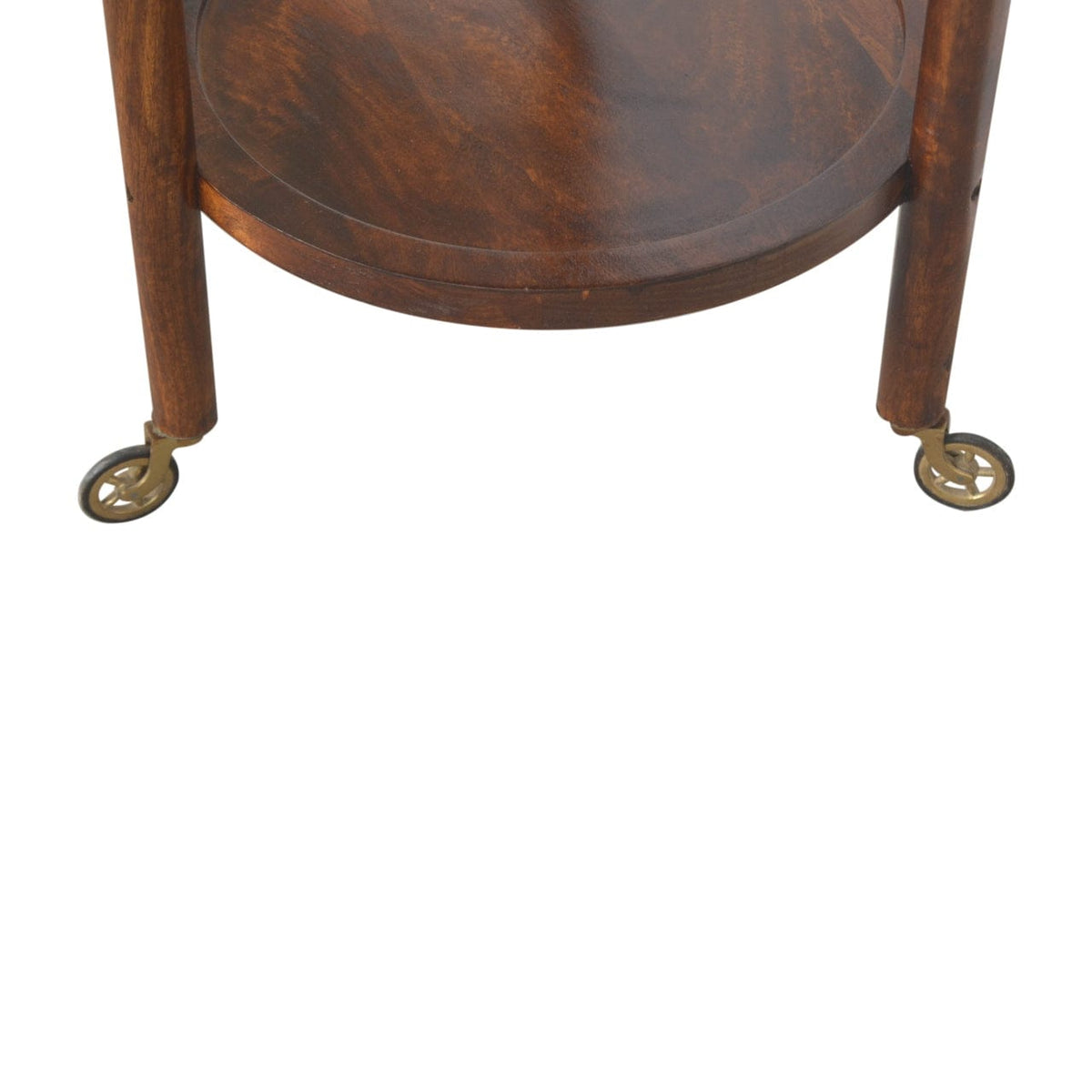 Mid-Century Modern Chestnut Tray Table - Solid Mango Wood Butler Tray for Living Room - product view 5 showing...
