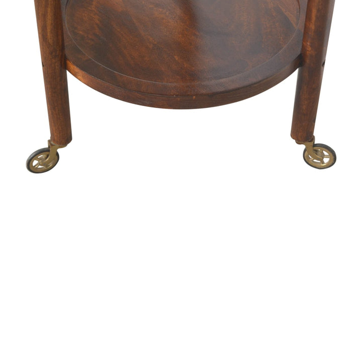 Mid-Century Modern Chestnut Tray Table - Solid Mango Wood Butler Tray for Living Room - product view 5 showing...