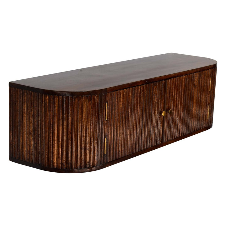 Farmhouse Chunky Chestnut Floating Console Table - Entryway & Hallway Table in Solid Mango Wood - product view 7 showing...