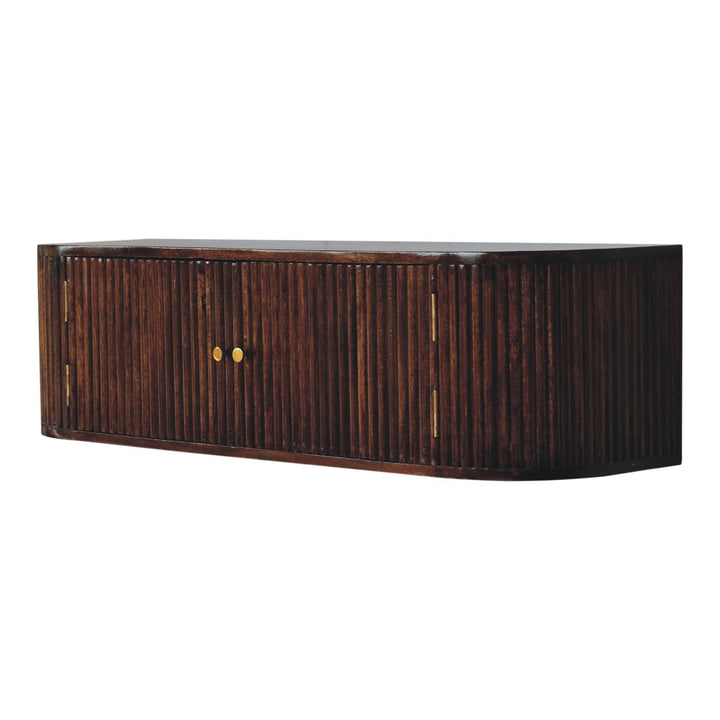 Farmhouse Chunky Chestnut Floating Console Table - Entryway & Hallway Table in Solid Mango Wood - product view 3 showing...