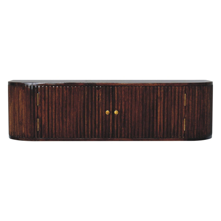 Farmhouse Chunky Chestnut Floating Console Table - Entryway & Hallway Table in Solid Mango Wood - product view 2 showing...