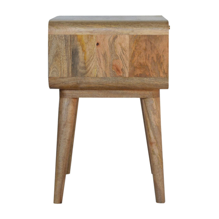 Mid-Century Modern Close-knit Nightstand - Solid Mango Wood Bedside Table for Bedroom - product view 7 showing...