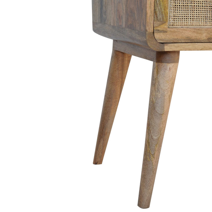 Mid-Century Modern Close-knit Nightstand - Solid Mango Wood Bedside Table for Bedroom - product view 6 showing...