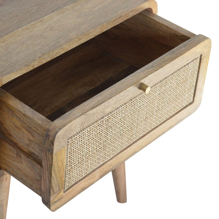 Mid-Century Modern Close-knit Nightstand - Solid Mango Wood Bedside Table for Bedroom - product view 5 showing...