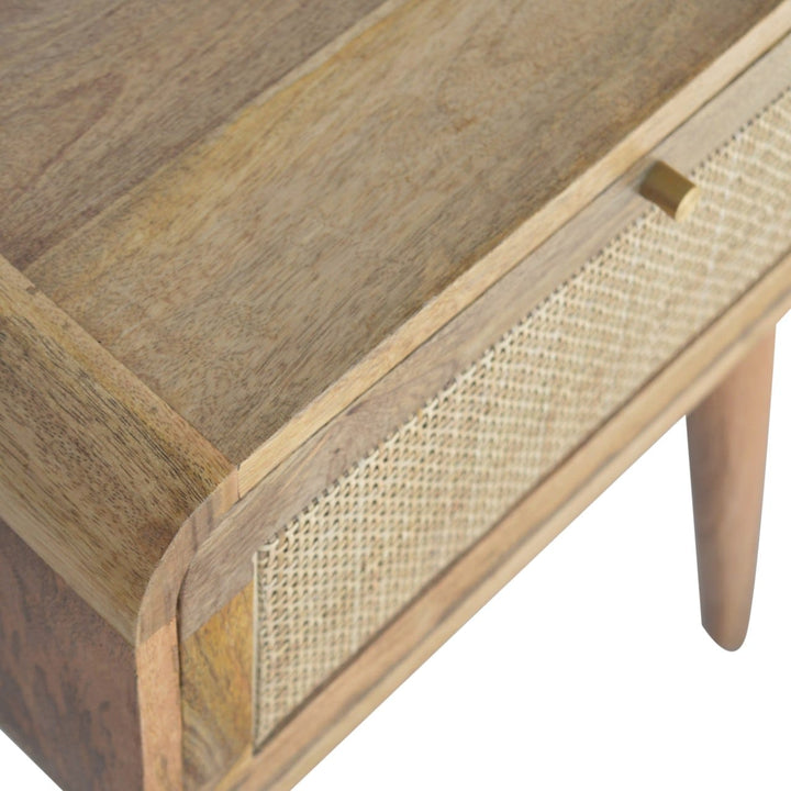 Mid-Century Modern Close-knit Nightstand - Solid Mango Wood Bedside Table for Bedroom - product view 3 showing...