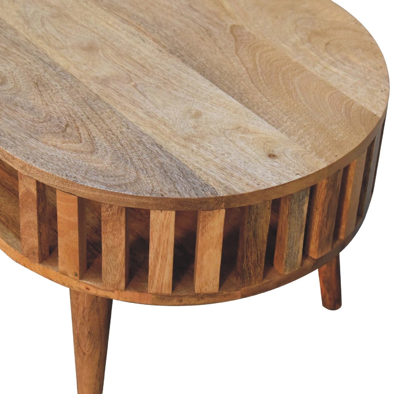 Mid-Century Modern Coffee Table - Solid Mango Wood Center Table for Living Room - product view 6 showing handcrafted...